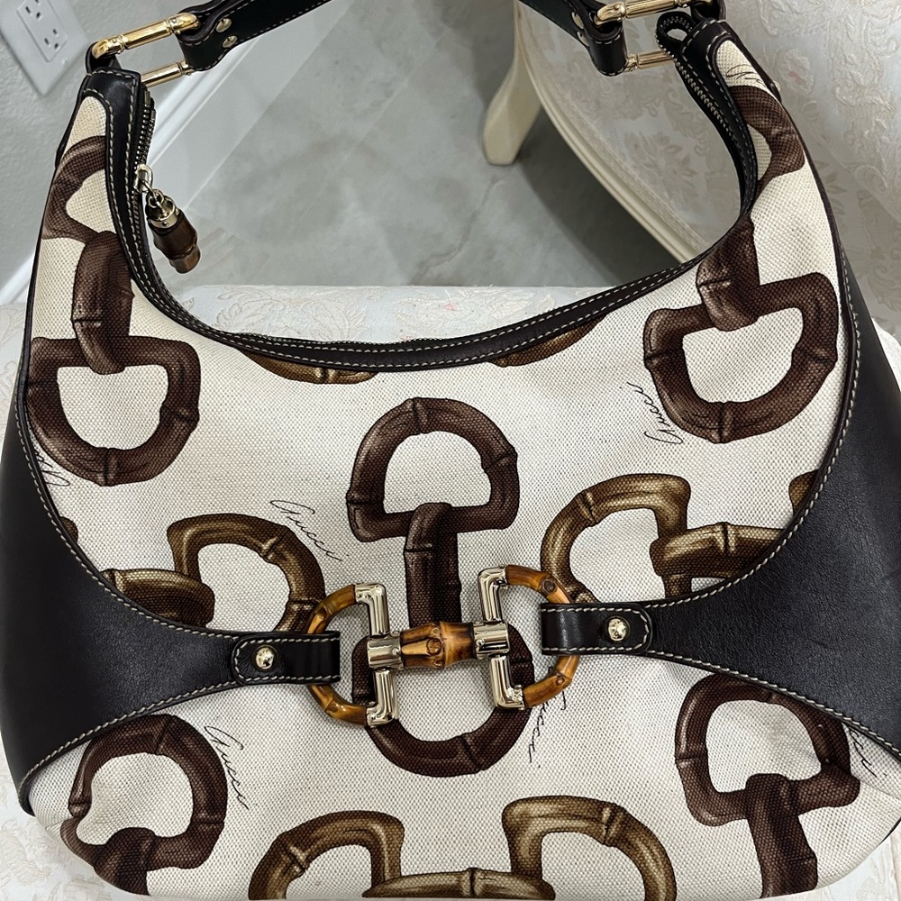GUCCI HALF MOON LIMITED BAMBOO HOBO - Picture 6 of 11